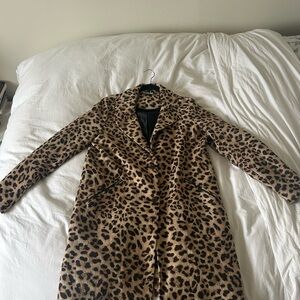 Noisy may Leopard Print Trench Coat Light Tan